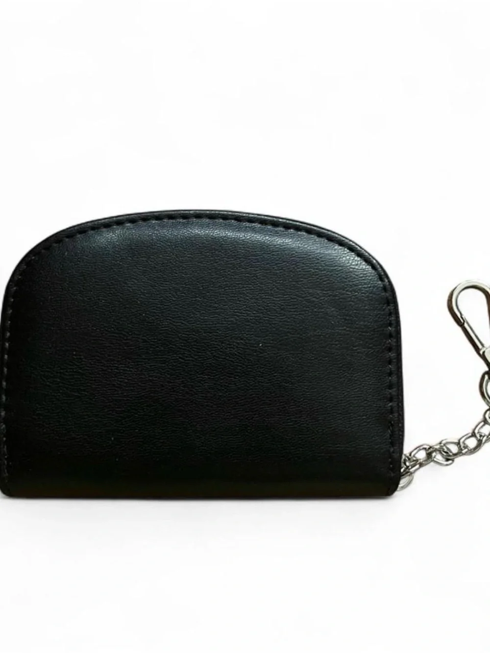 Steve Madden Black Leather Mini Zip Pouch with Chain
